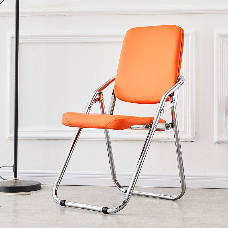 Silla moderna para interiores y exteriores, silla lateral de comedor plegable sin brazos con respaldo abierto de metal