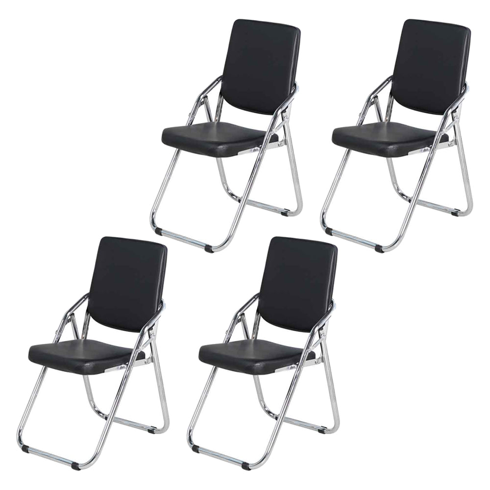 Silla moderna para interiores y exteriores, silla lateral de comedor plegable sin brazos con respaldo abierto de metal