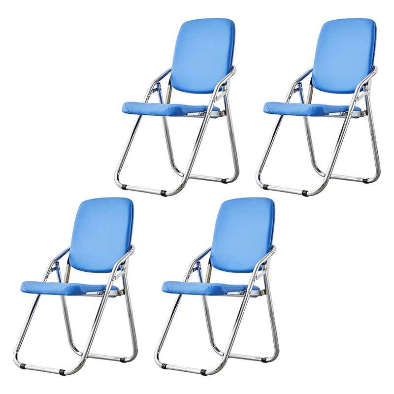 Silla moderna para interiores y exteriores, silla lateral de comedor plegable sin brazos con respaldo abierto de metal
