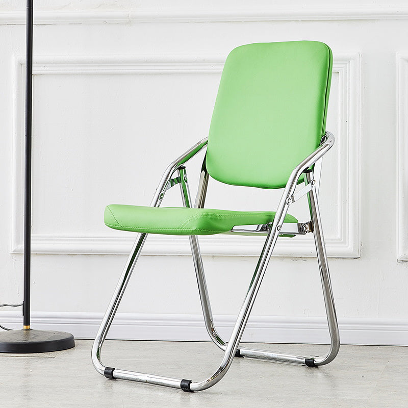 Silla moderna para interiores y exteriores, silla lateral de comedor plegable sin brazos con respaldo abierto de metal
