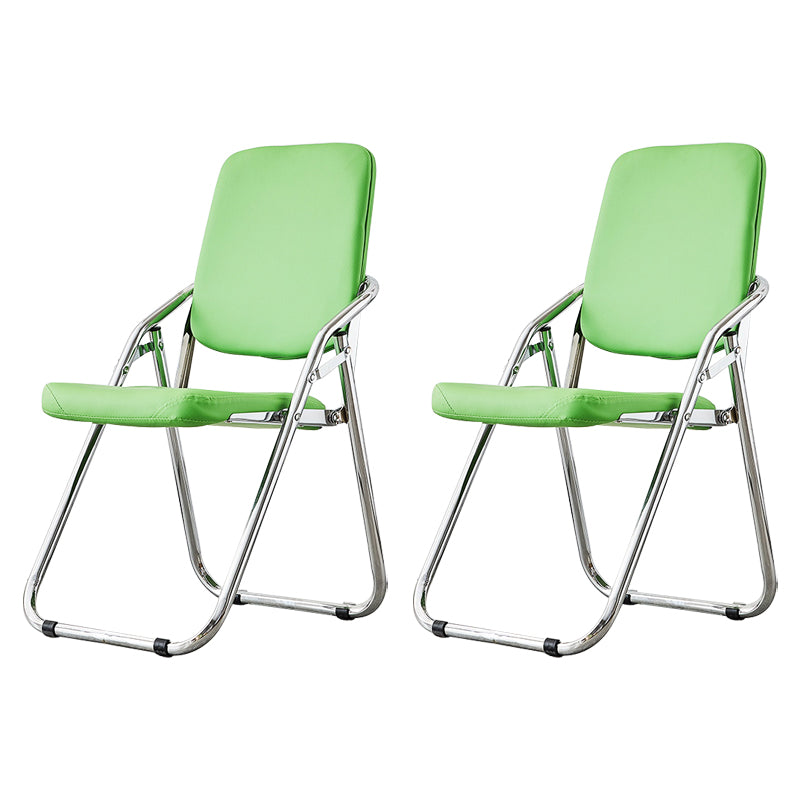 Silla moderna para interiores y exteriores, silla lateral de comedor plegable sin brazos con respaldo abierto de metal