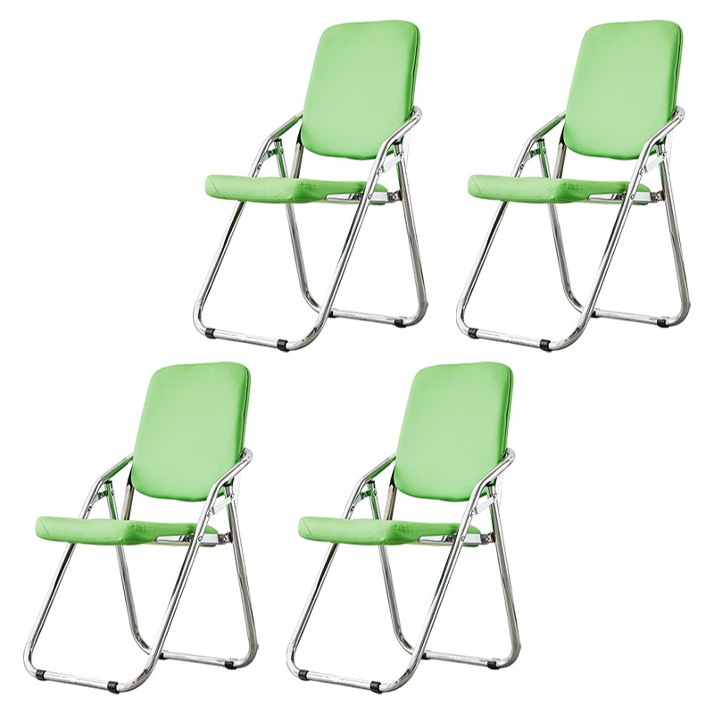Silla moderna para interiores y exteriores, silla lateral de comedor plegable sin brazos con respaldo abierto de metal
