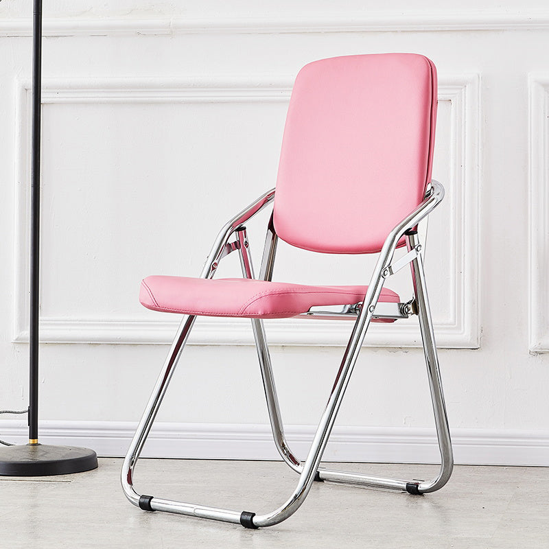 Silla moderna para interiores y exteriores, silla lateral de comedor plegable sin brazos con respaldo abierto de metal