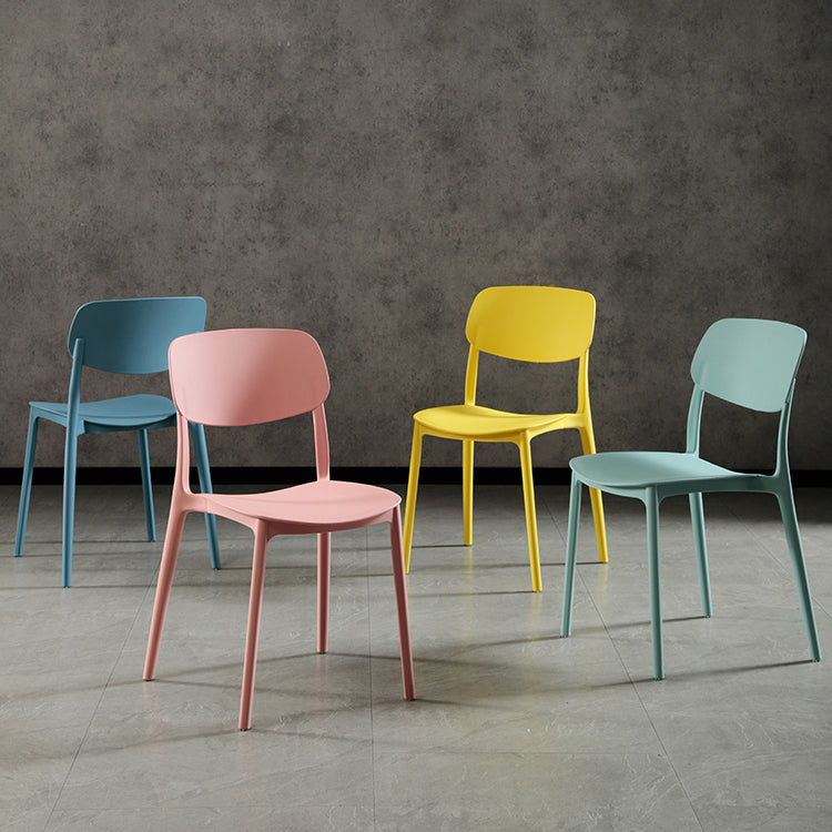 Silla lateral de plástico moderna para interiores y exteriores, silla lateral de comedor con respaldo abierto