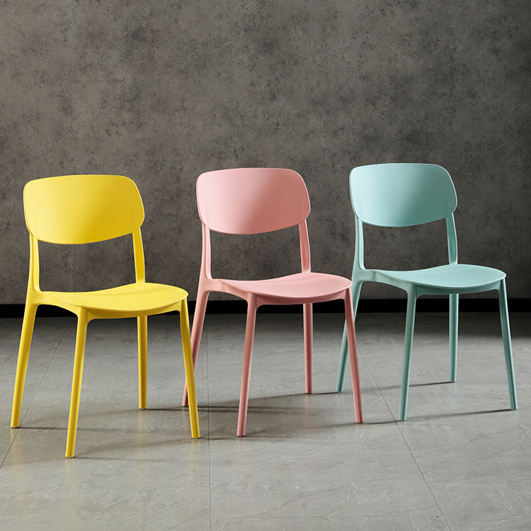 Silla lateral de plástico moderna para interiores y exteriores, silla lateral de comedor con respaldo abierto