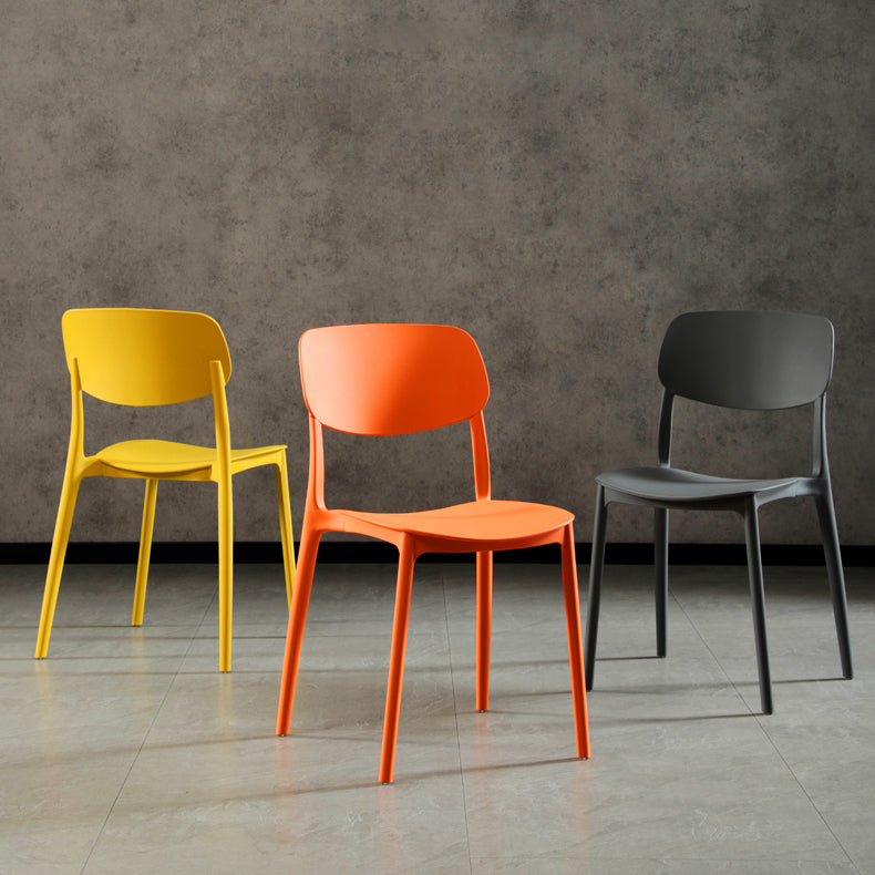Silla lateral de plástico moderna para interiores y exteriores, silla lateral de comedor con respaldo abierto