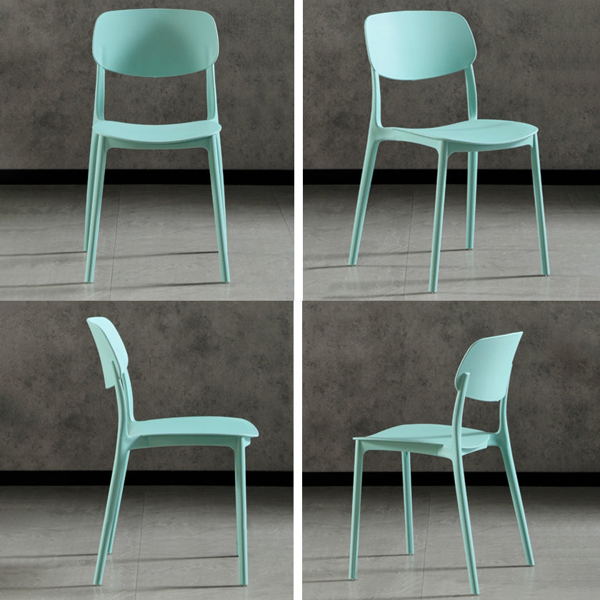 Silla lateral de plástico moderna para interiores y exteriores, silla lateral de comedor con respaldo abierto