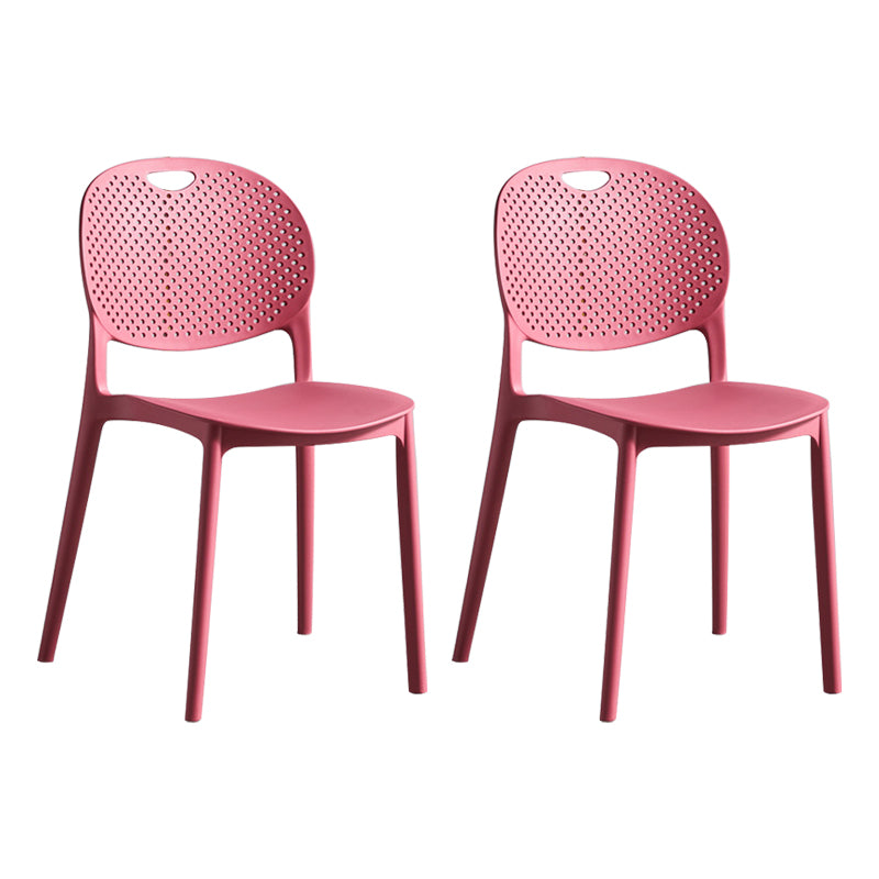 Silla lateral de plástico contemporánea, silla lateral de comedor sin brazos apilable con respaldo abierto