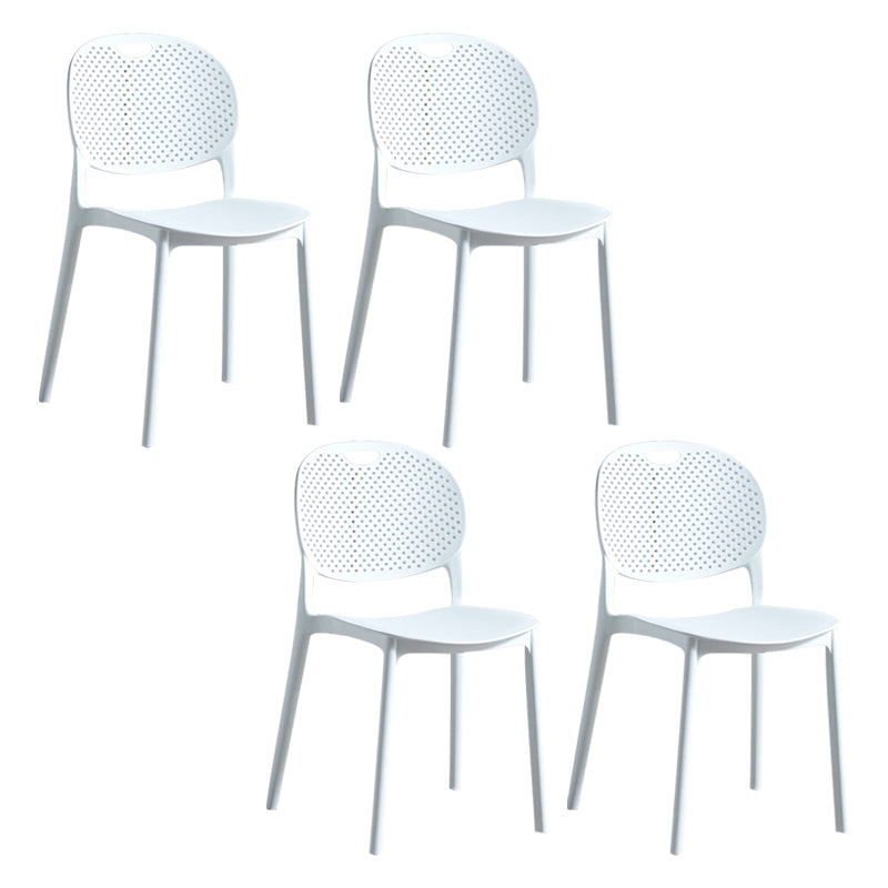 Silla lateral de plástico contemporánea, silla lateral de comedor sin brazos apilable con respaldo abierto