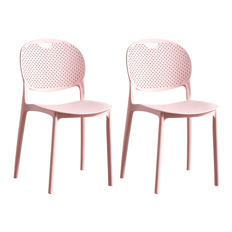Silla lateral de plástico contemporánea, silla lateral de comedor sin brazos apilable con respaldo abierto