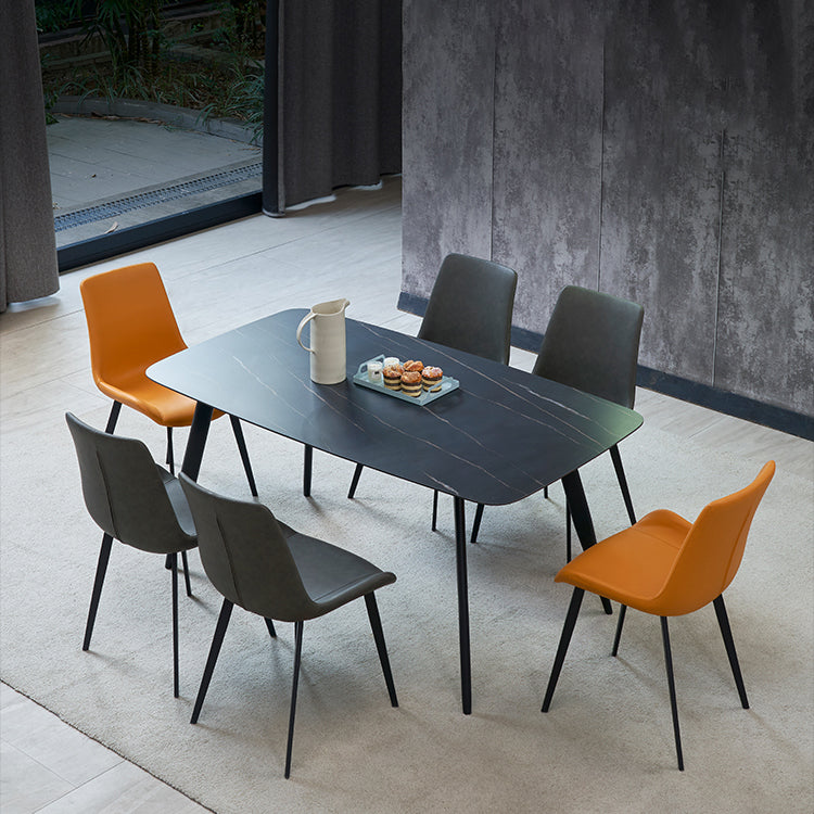 Chaise latérale en cuir de restaurant contemporain finition mate Parsons dinant des chaises