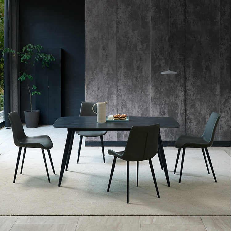 Chaise latérale en cuir de restaurant contemporain finition mate Parsons dinant des chaises