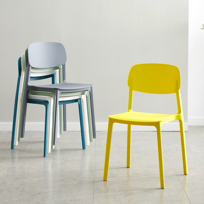 Silla lateral de plástico moderna para interiores y exteriores, silla lateral de comedor con respaldo abierto sin brazos