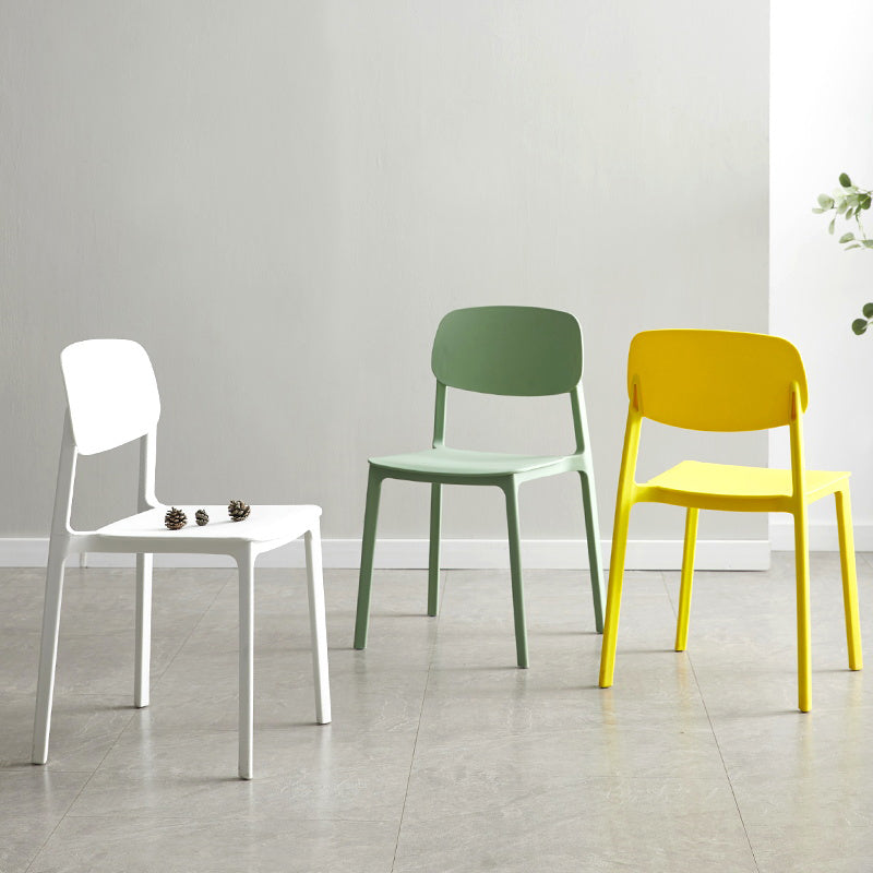 Silla lateral de plástico moderna para interiores y exteriores, silla lateral de comedor con respaldo abierto sin brazos