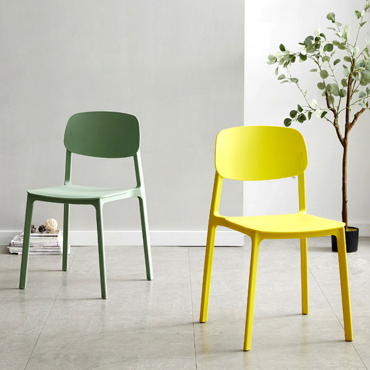 Silla lateral de plástico moderna para interiores y exteriores, silla lateral de comedor con respaldo abierto sin brazos