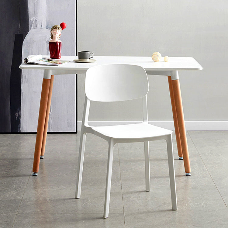 Silla lateral de plástico moderna para interiores y exteriores, silla lateral de comedor con respaldo abierto sin brazos