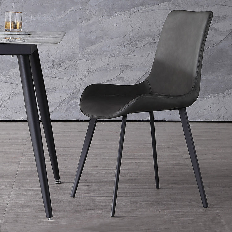 Silla auxiliar de cuero para el hogar contemporánea, acabado mate, sillas de comedor Parsons