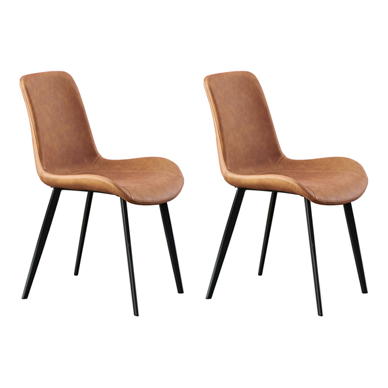 Silla auxiliar de cuero para el hogar contemporánea, acabado mate, sillas de comedor Parsons