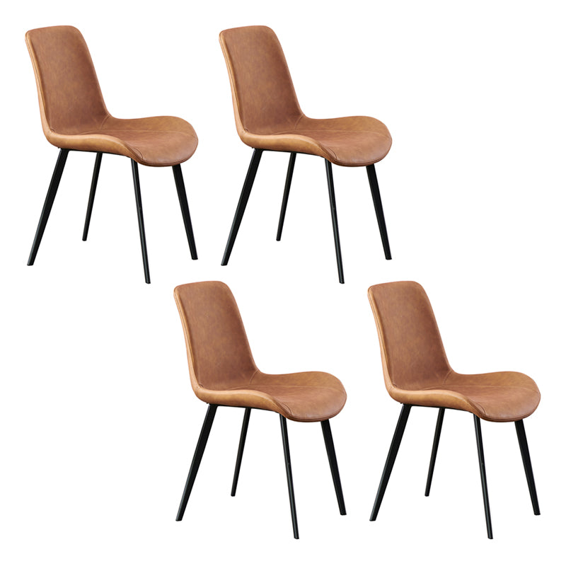Silla auxiliar de cuero para el hogar contemporánea, acabado mate, sillas de comedor Parsons