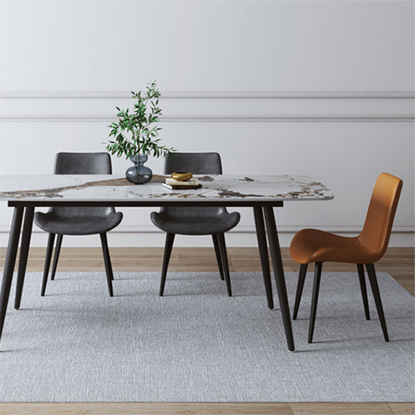 Silla auxiliar de cuero para el hogar contemporánea, acabado mate, sillas de comedor Parsons