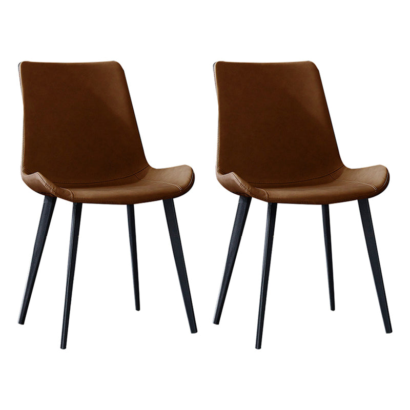 Silla auxiliar de cuero para el hogar contemporánea, acabado mate, sillas de comedor Parsons