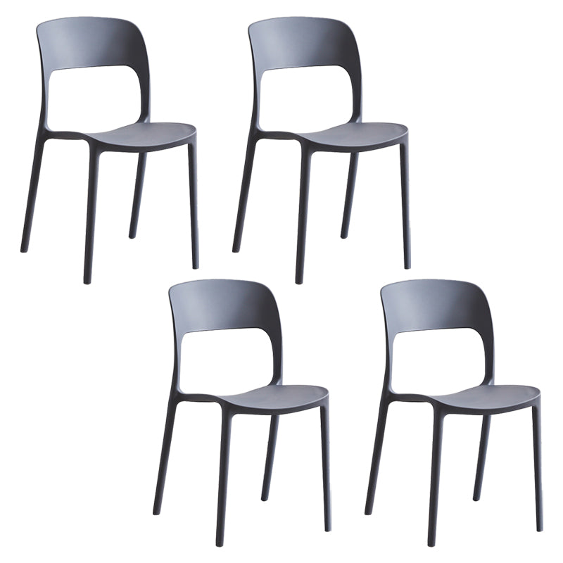 Silla lateral de plástico contemporánea, silla lateral de comedor sin brazos con espalda abierta apilable para el hogar