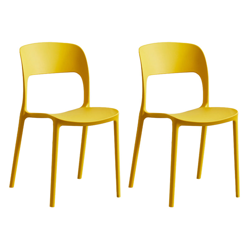 Silla lateral de plástico contemporánea, silla lateral de comedor sin brazos con espalda abierta apilable para el hogar