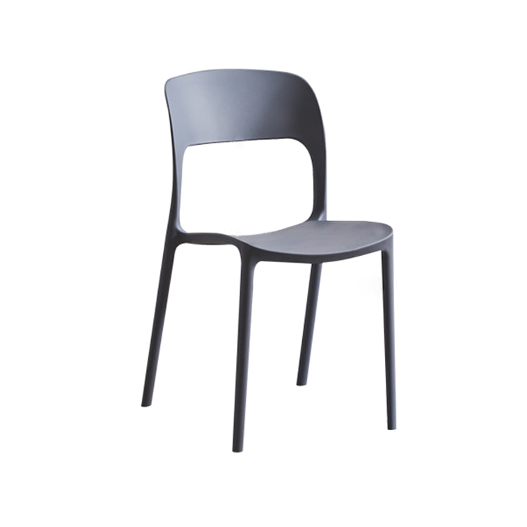 Silla lateral de plástico contemporánea, silla lateral de comedor sin brazos con espalda abierta apilable para el hogar