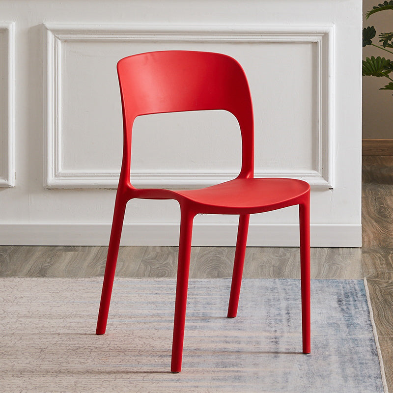 Chaise latérale en plastique contemporaine empilable à la maison, chaise latérale de salle à manger sans bras à dossier ouvert