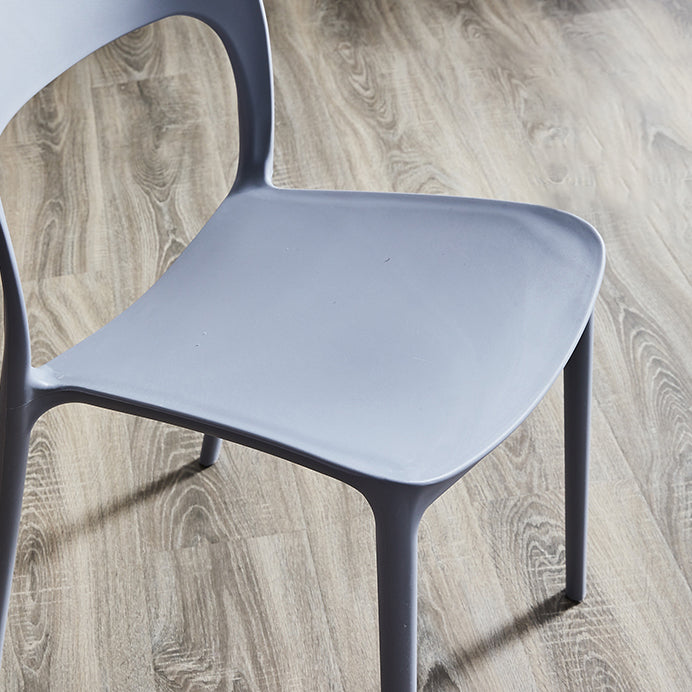 Silla lateral de plástico contemporánea, silla lateral de comedor sin brazos con espalda abierta apilable para el hogar