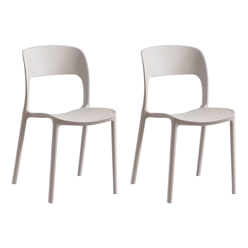 Silla lateral de plástico contemporánea, silla lateral de comedor sin brazos con espalda abierta apilable para el hogar