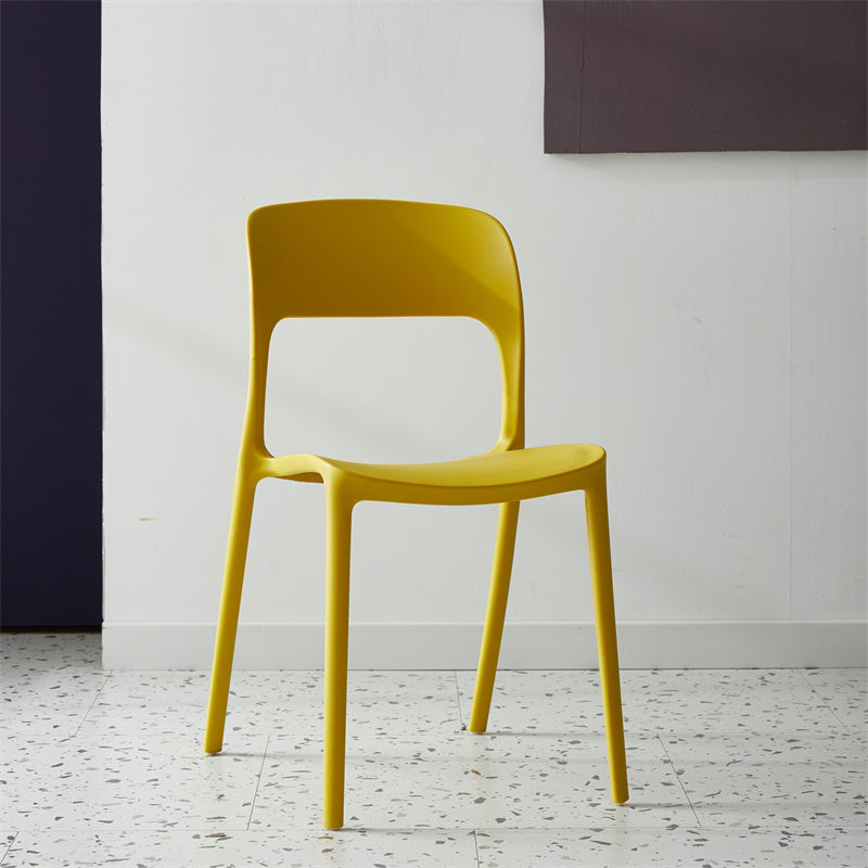 Silla lateral de plástico contemporánea, silla lateral de comedor sin brazos con espalda abierta apilable para el hogar