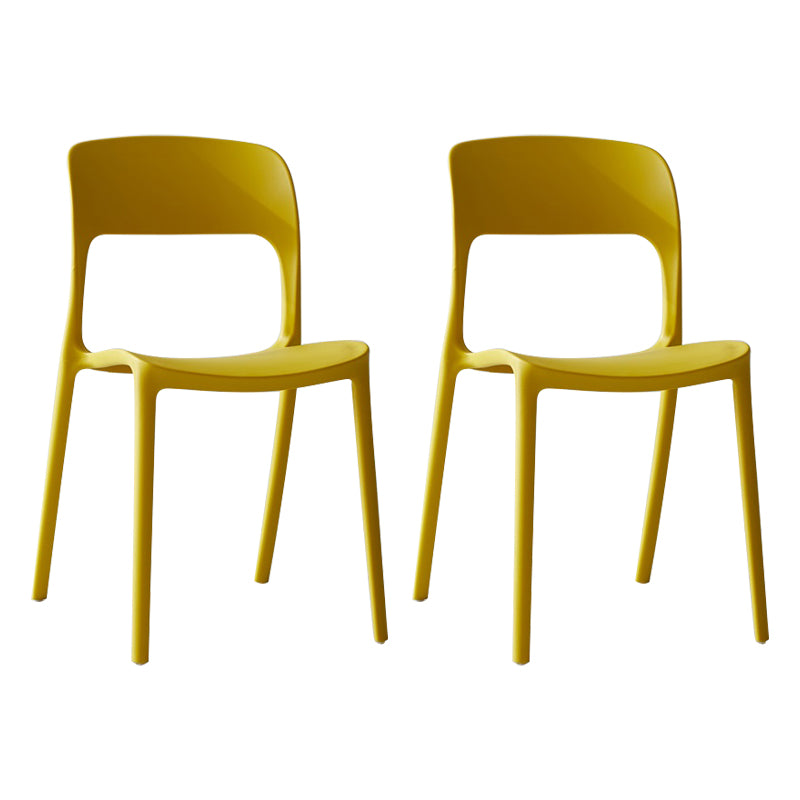 Silla lateral de plástico contemporánea, silla lateral de comedor sin brazos con espalda abierta apilable para el hogar