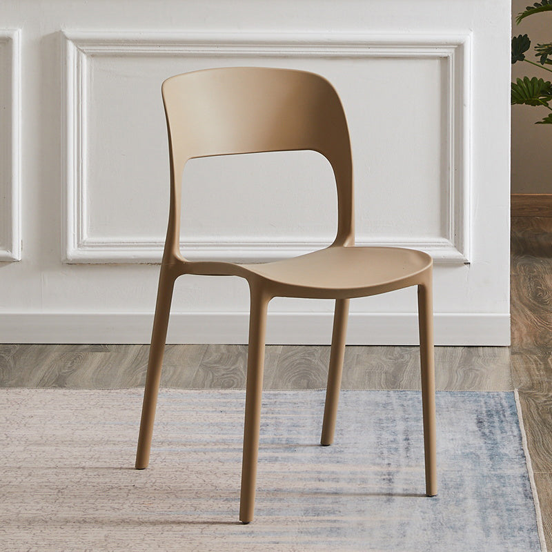 Silla lateral de plástico contemporánea, silla lateral de comedor sin brazos con espalda abierta apilable para el hogar