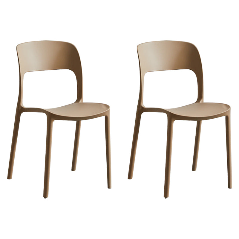 Silla lateral de plástico contemporánea, silla lateral de comedor sin brazos con espalda abierta apilable para el hogar