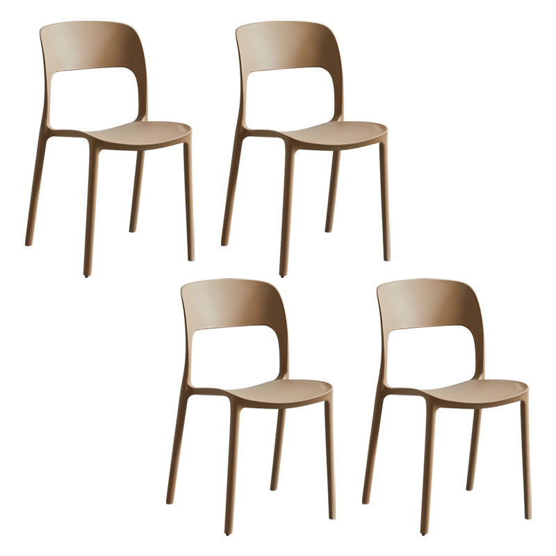 Silla lateral de plástico contemporánea, silla lateral de comedor sin brazos con espalda abierta apilable para el hogar