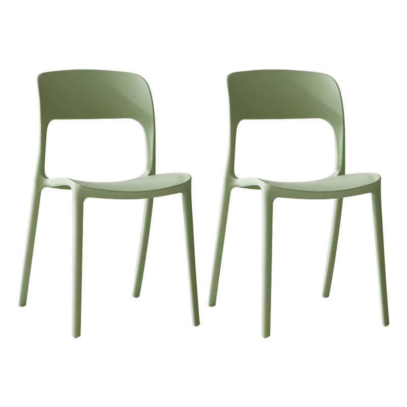 Silla lateral de plástico contemporánea, silla lateral de comedor sin brazos con espalda abierta apilable para el hogar