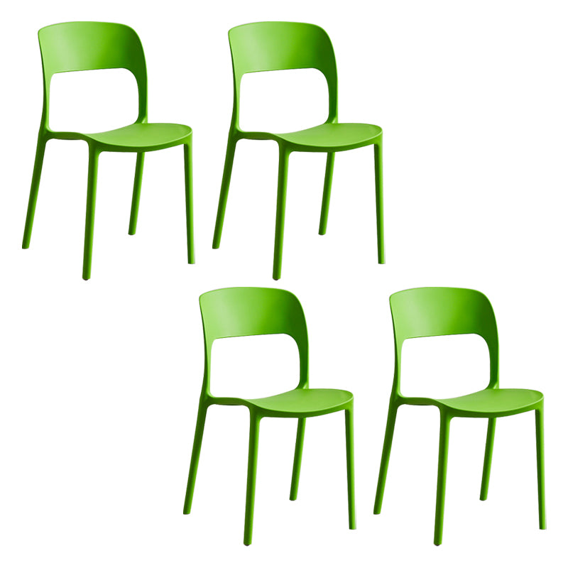 Silla lateral de plástico contemporánea, silla lateral de comedor sin brazos con espalda abierta apilable para el hogar