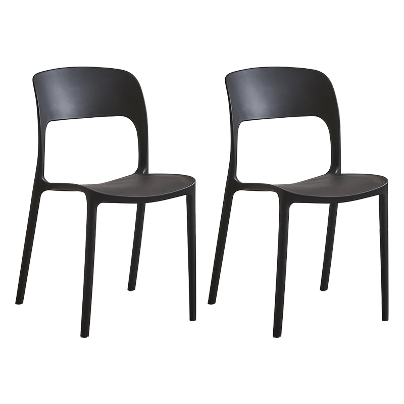 Silla lateral de plástico contemporánea, silla lateral de comedor sin brazos con espalda abierta apilable para el hogar