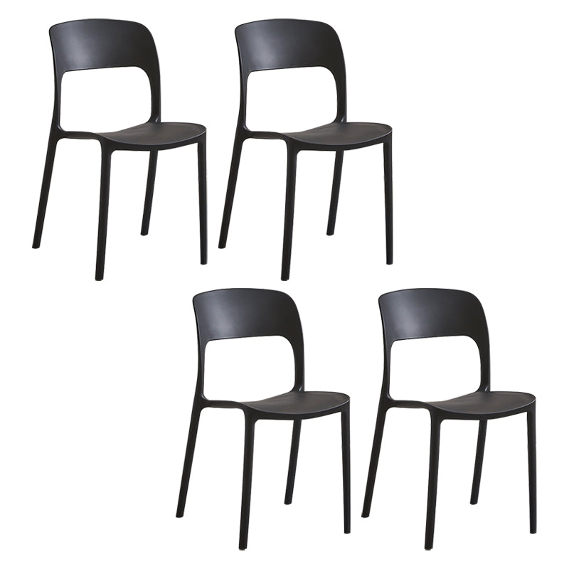 Silla lateral de plástico contemporánea, silla lateral de comedor sin brazos con espalda abierta apilable para el hogar