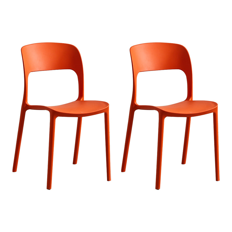 Silla lateral de plástico contemporánea, silla lateral de comedor sin brazos con espalda abierta apilable para el hogar