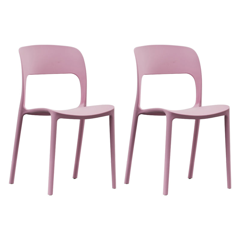 Silla lateral de plástico contemporánea, silla lateral de comedor sin brazos con espalda abierta apilable para el hogar