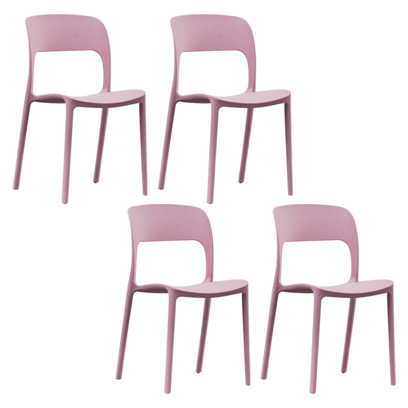 Silla lateral de plástico contemporánea, silla lateral de comedor sin brazos con espalda abierta apilable para el hogar