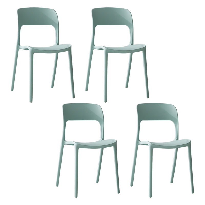 Silla lateral de plástico contemporánea, silla lateral de comedor sin brazos con espalda abierta apilable para el hogar