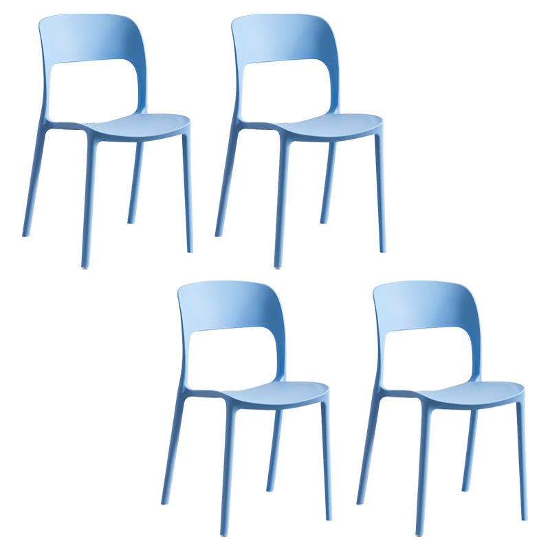 Silla lateral de plástico contemporánea, silla lateral de comedor sin brazos con espalda abierta apilable para el hogar