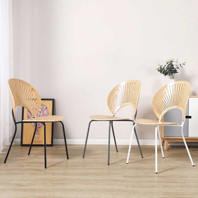 Sillas de metal estilo moderno Silla auxiliar de comedor con respaldo abierto (Juego de 4)