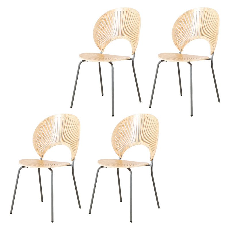 Chaises en métal de style contemporain Chaise d'appoint à dossier ouvert (Ensemble de 4)