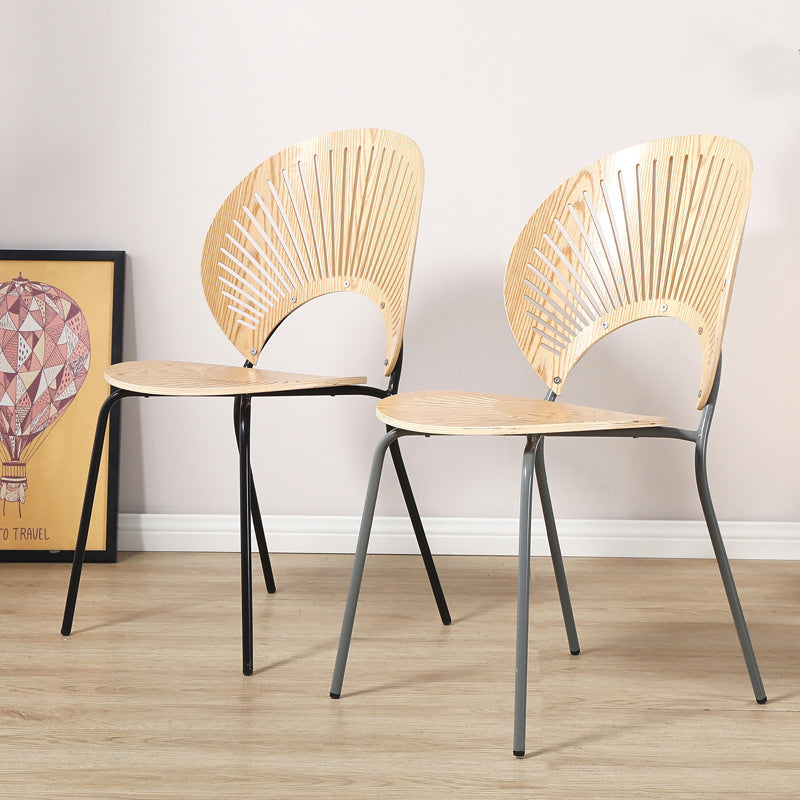 Sillas de metal estilo moderno Silla auxiliar de comedor con respaldo abierto (Juego de 4)