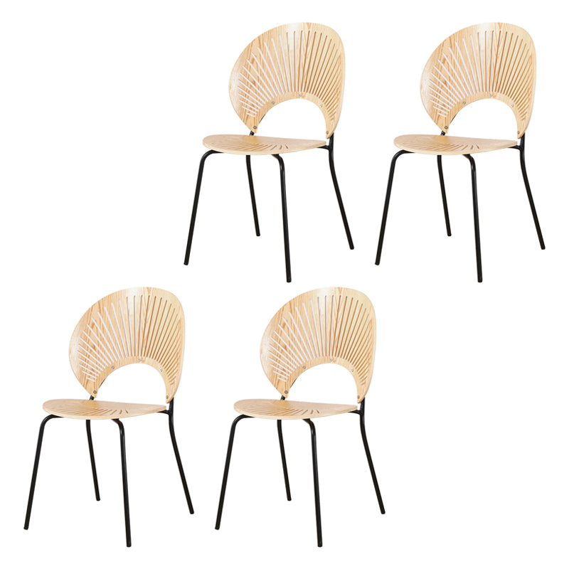 Chaises en métal de style contemporain Chaise d'appoint à dossier ouvert (Ensemble de 4)