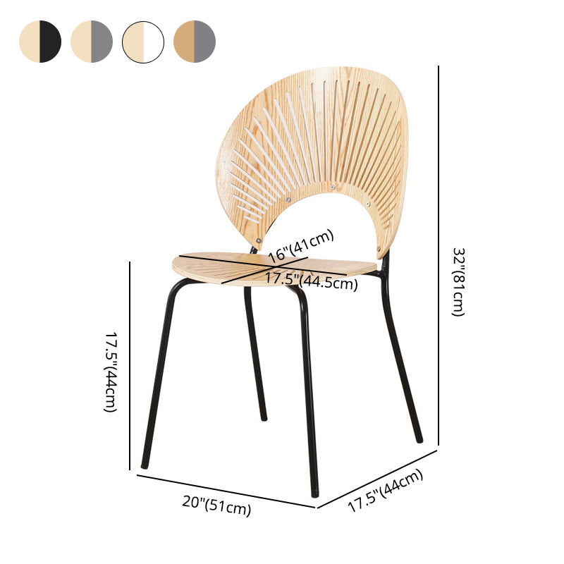 Sillas de metal estilo moderno Silla auxiliar de comedor con respaldo abierto (Juego de 4)